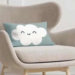 Kissenhülle Wolke mit Lachgesicht Kinderkissen aus Baumwolle blau 30x50cm