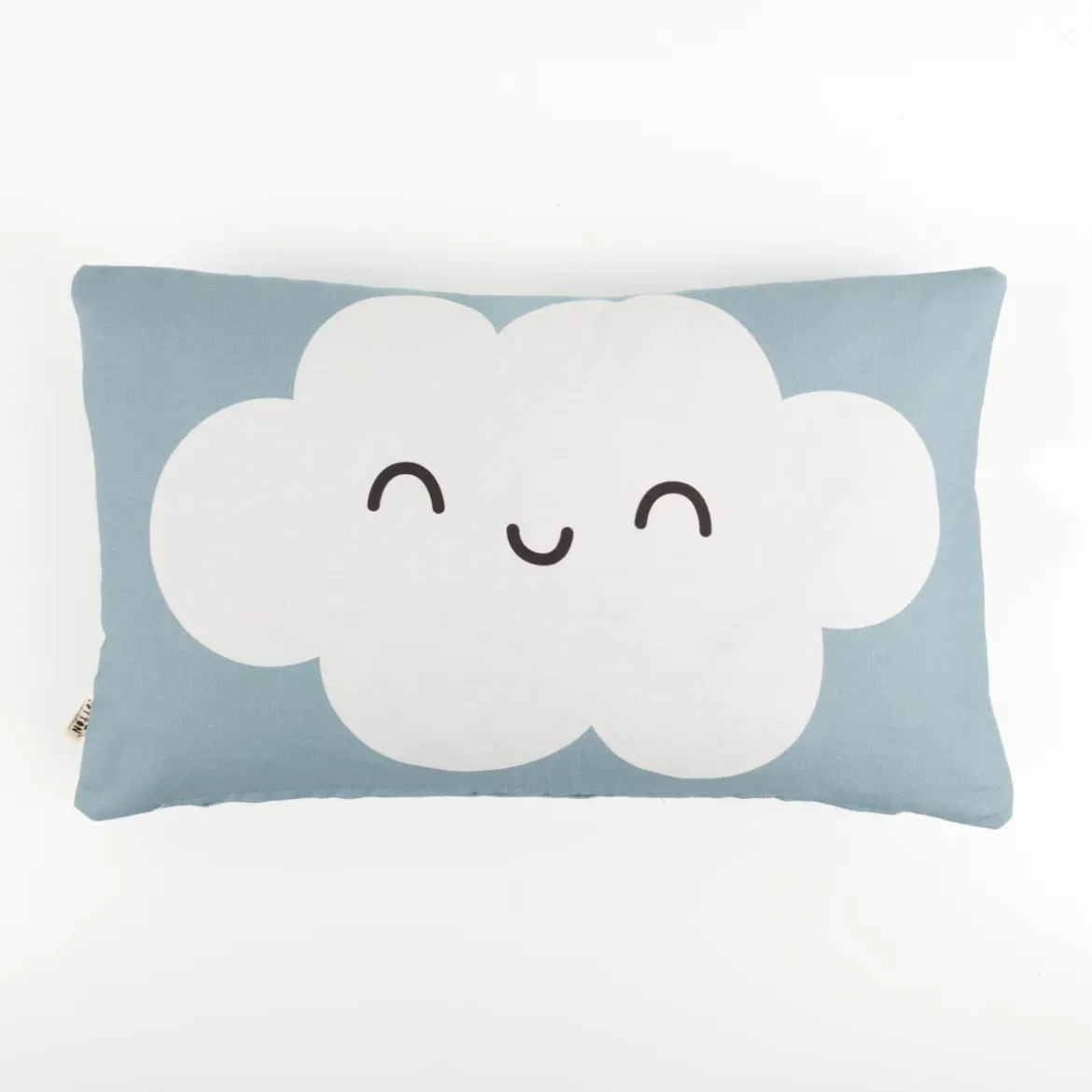 Kissenhülle Wolke mit Lachgesicht Kinderkissen aus Baumwolle blau 30x50cm