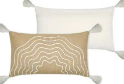 Kissen Jute Lurex mit Quasten gold beige 35x60cm