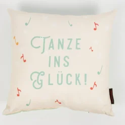 Kissen mit Füllung Tanze ins Glück! creme mint 40x40cm