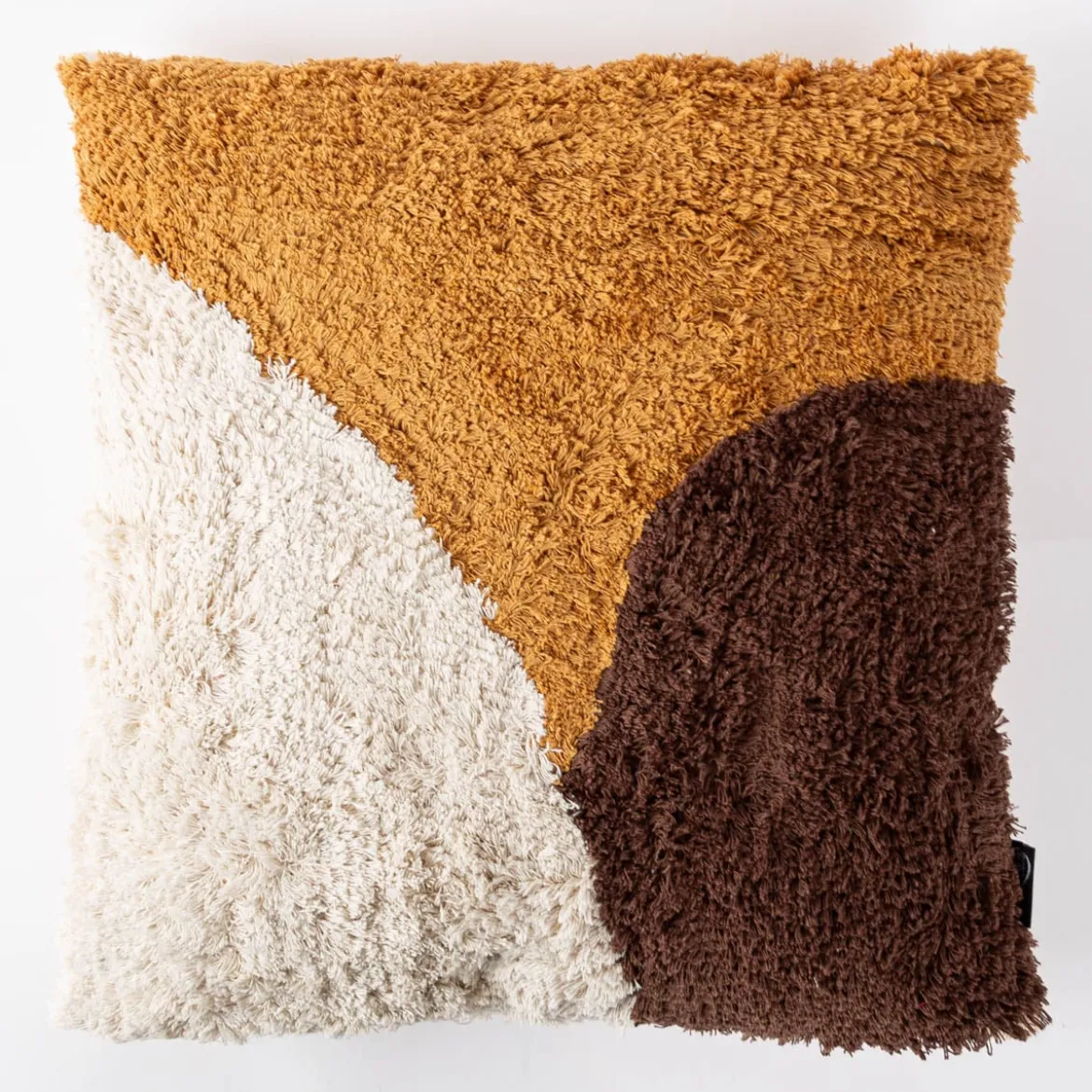 Kissen mit Flor Fransen abstrakt braun natur 45x45cm