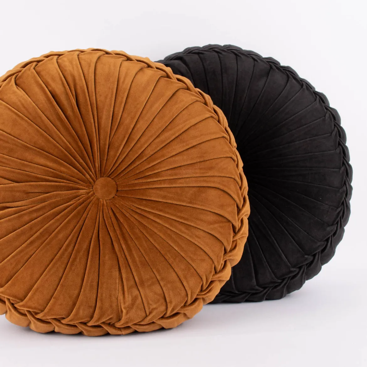 Kissen Samtkissen rund schwarz 60x12cm