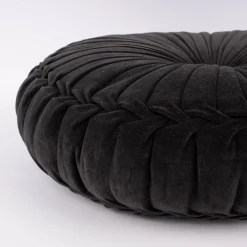 Kissen Samtkissen rund schwarz 60x12cm