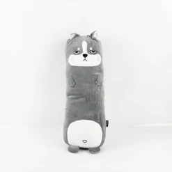 Kissen Spandex Super Soft Plüsch Grumpy Dog grau 60cm