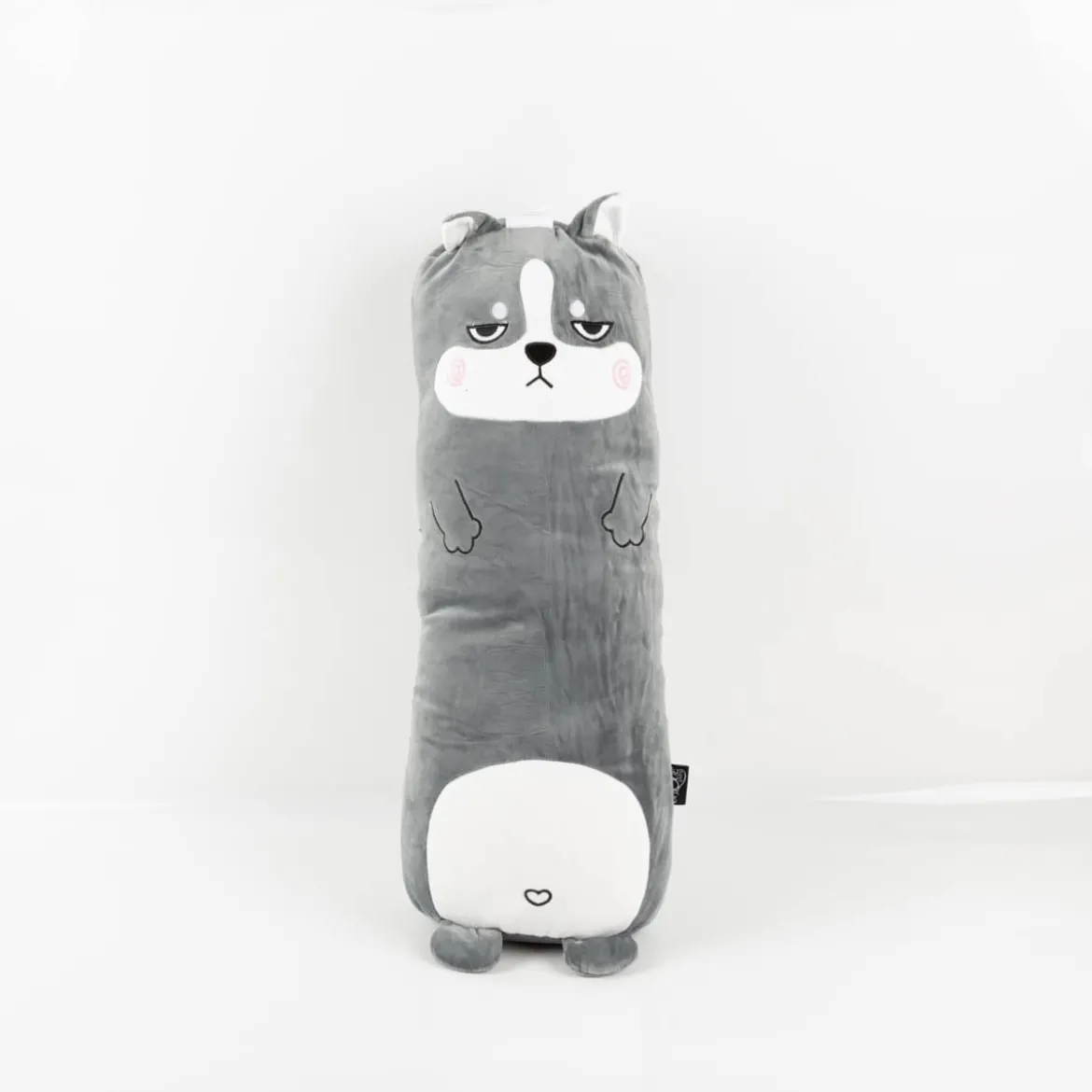 Kissen Spandex Super Soft Plüsch Grumpy Dog grau 60cm