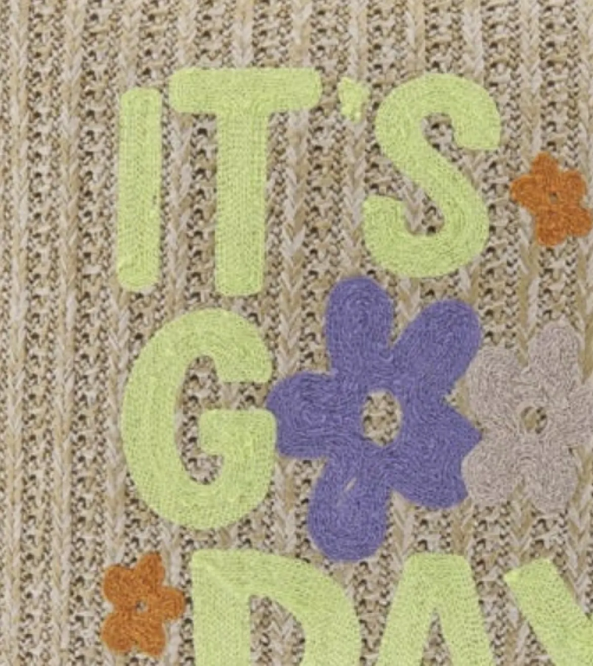 Kissen Strickkissen ITS A GOOD DAY beige 45x45cm