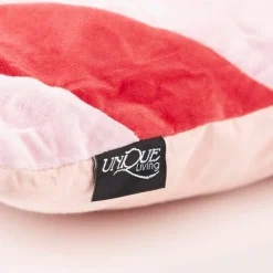Kissen Stripe Querstreifen Samt Rot Rosa 45x45cm