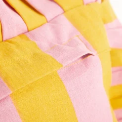 Kissen Summer Stripes mit Rüschenrand gelb rosa 45x45cm
