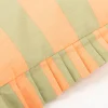 Kissen Summer Stripes mit Rüschenrand Baumwolle peach grün 45x45cm