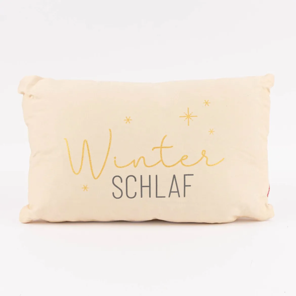 Kissen Winter Schlaf Sterne hellbeige grau gold 25x40cm von La Vida