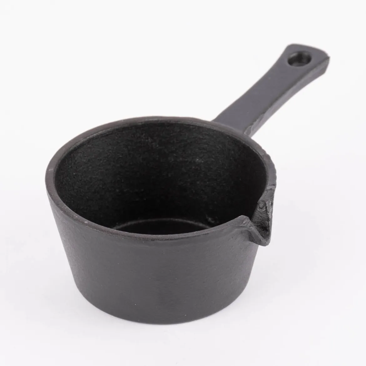 Kleiner Kochtopf Gusseisen mit Griff schwarz 10x17cm