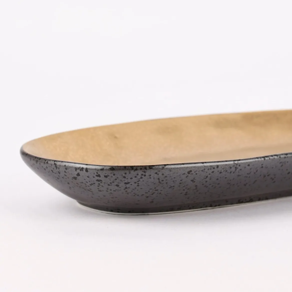 Kleiner Teller oval Glamour Porzellan goldfarbig schwarz 25x11,5cm versch. Varianten