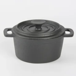 Kleiner Topf mit Deckel aus Gusseisen schwarz 14x7,5cm