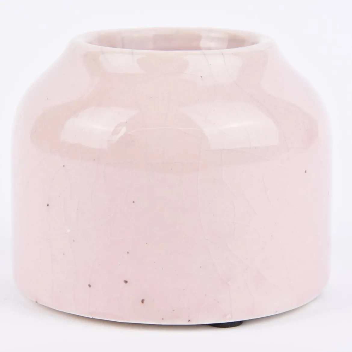 Kleine Vase rustikal einfarbig rosa Keramik 9x7cm