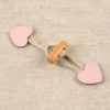 Knebelverschluß Herz für Kinder rosa natur 2,4x10cm