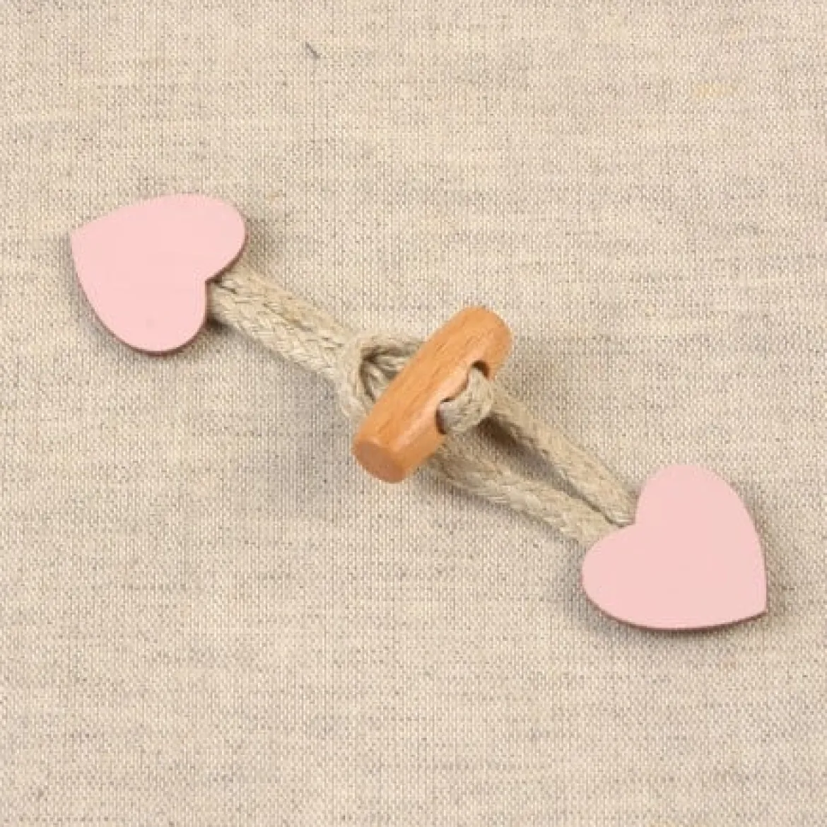 Knebelverschluß Herz für Kinder rosa natur 2,4x10cm