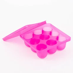 Kochblume Eiswürfelform Halbrund L Silikon mit Deckel pink 16x16x6cm