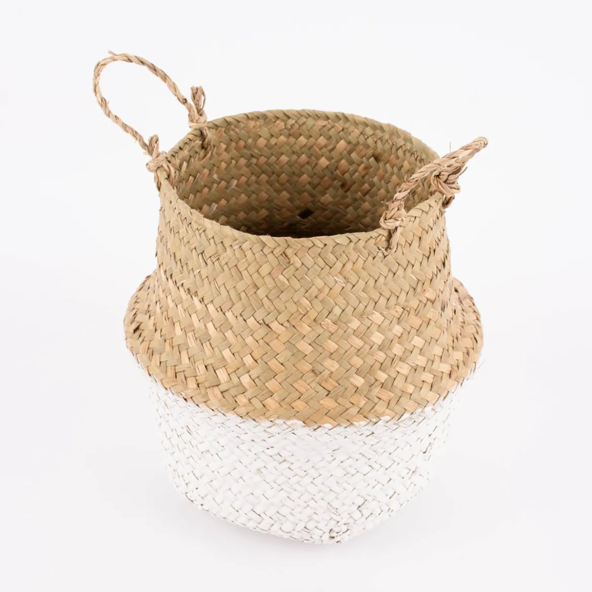 Korb aus Seegras mit Farbabsatz natur weiß 20x21,5cm