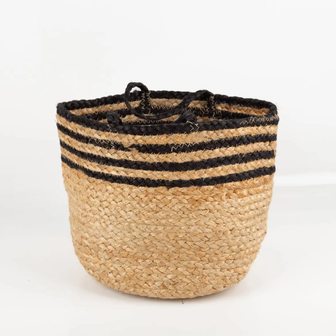 Korb geflochten mit Henkeln natur schwarz 28x20cm von Sass & Belle