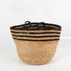 Korb geflochten mit Henkeln natur schwarz 28x20cm von Sass & Belle