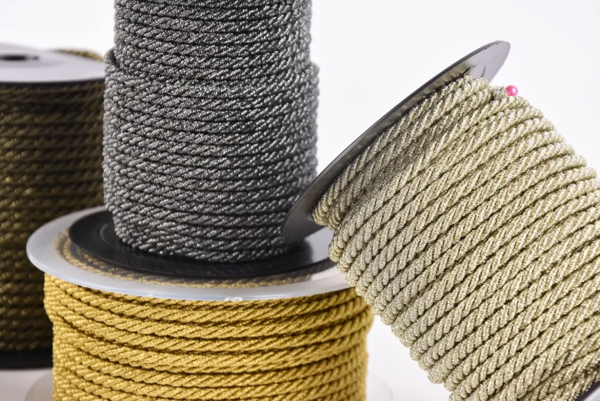 Kordel Zierband goldfarbig dunkel Glitzer Breite: 0,3cm