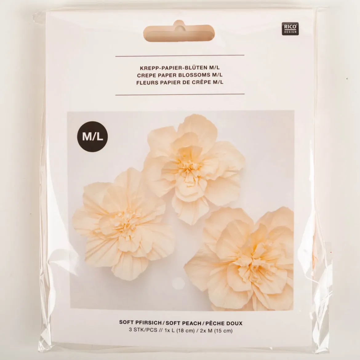 Krepppapier Blüten Soft Pfirsich 3er Set von Rico Design (La Vie en Rose)