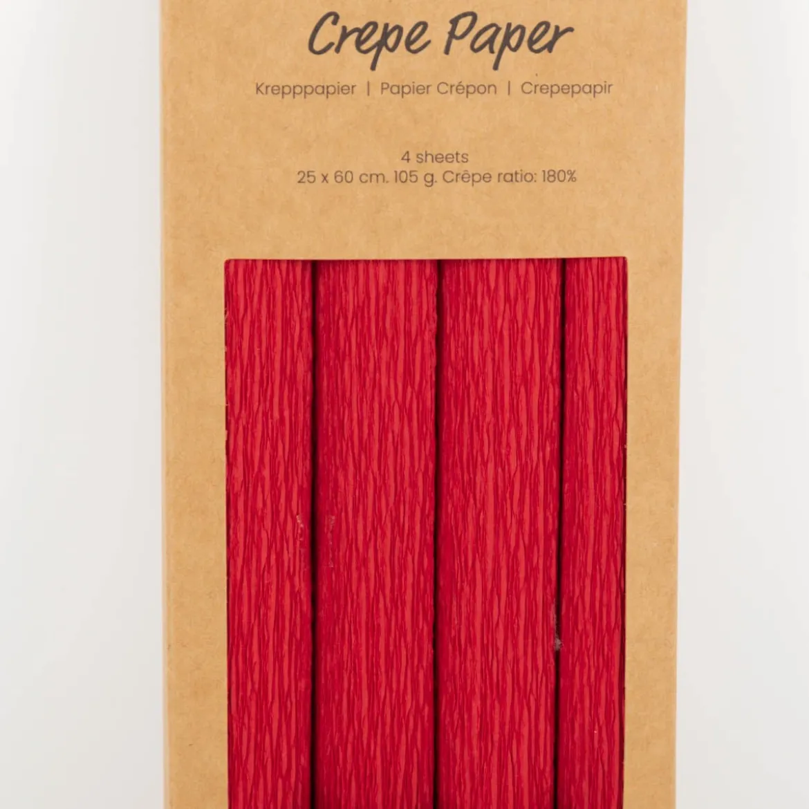 Krepppapier Rot 4 Bögen 25×60 cm, 180 % Krepp – ideal für Papierblumen | Creativ Company