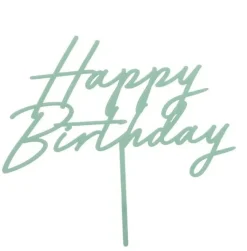 Kuchentopper Happy Birthday Acryl mintgrün 16,5x18cm