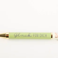 Kugelschreiber "Glück für dich" Glücksschweinchen grün weiß von La Vida