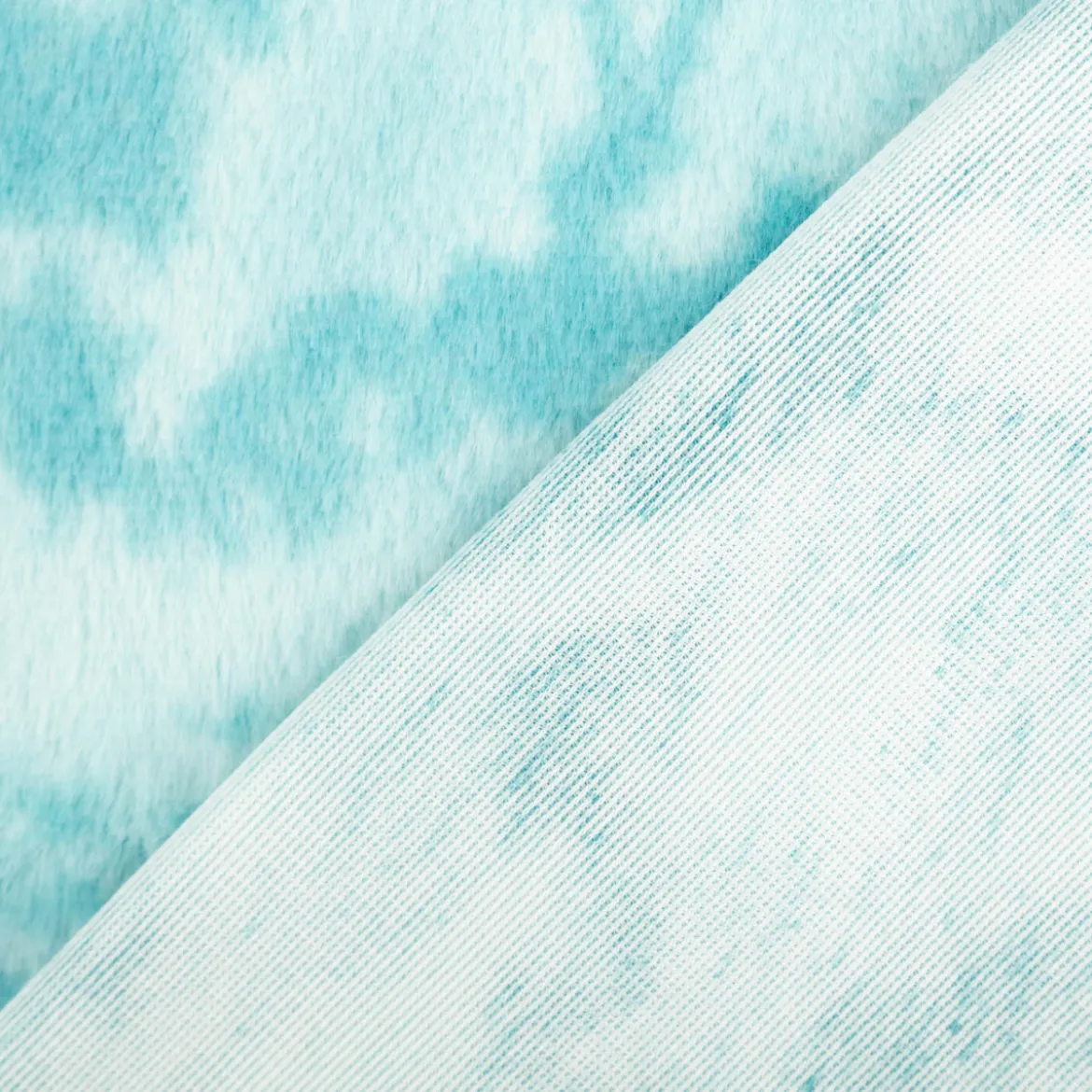 Kunstfelll Soft-Plüsch Meterware Batik blau 1,50m Breite