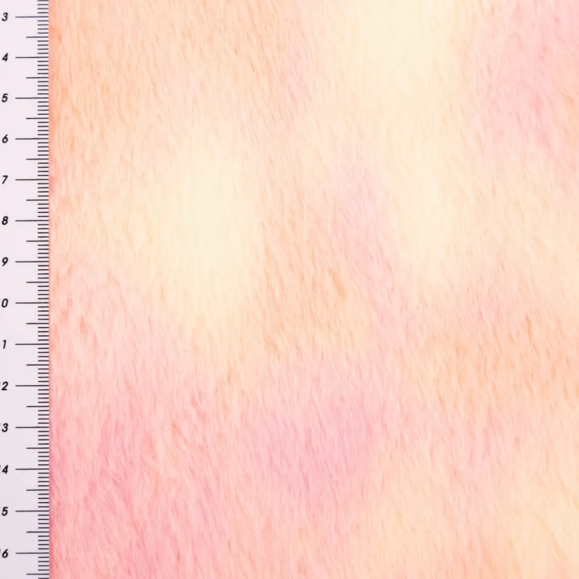 Kunstfell Soft-Plüsch Meterware Batik peach rosa gelb 1,50m Breite
