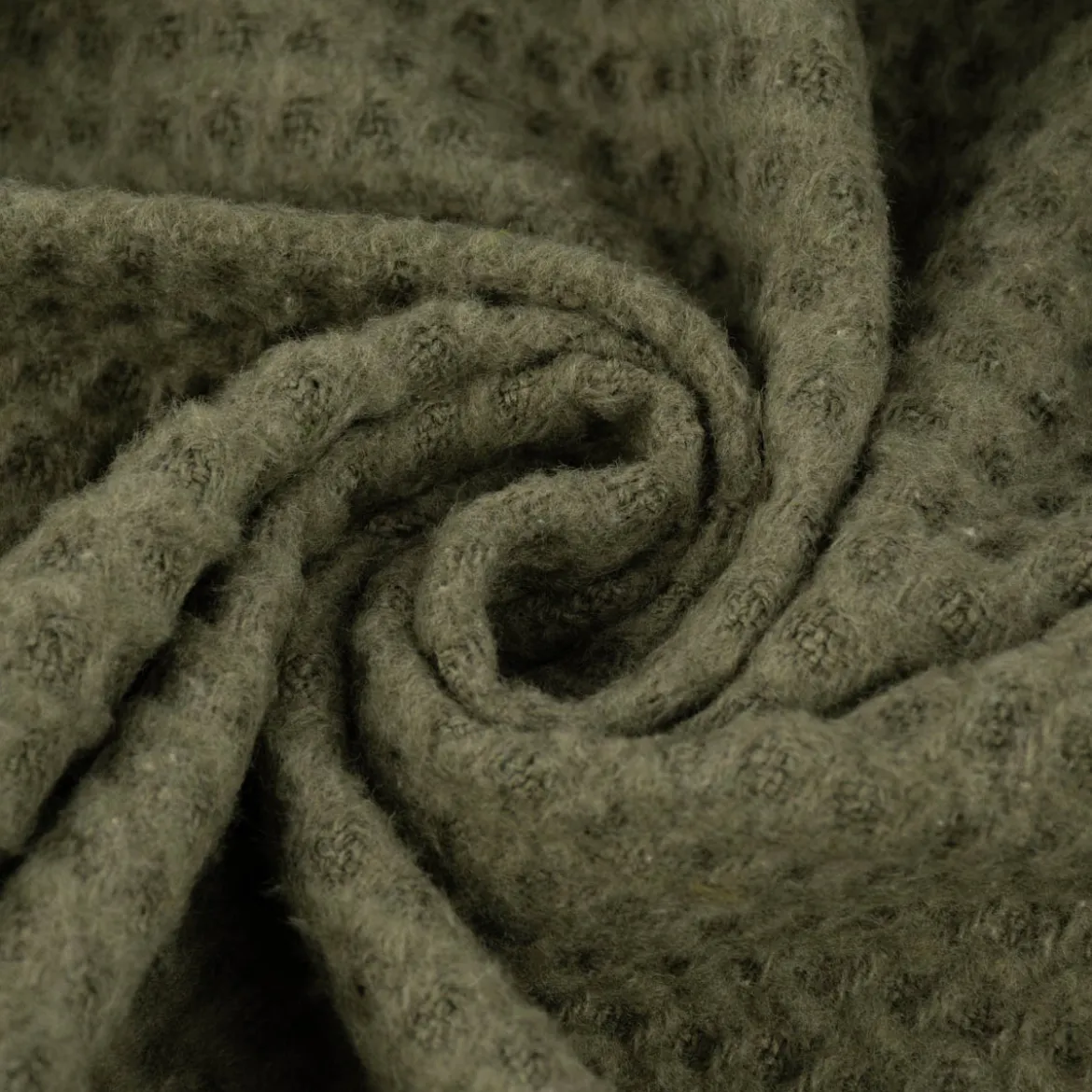 Kuscheldecke mit Waffelstruktur und Fransen grün 150x200cm