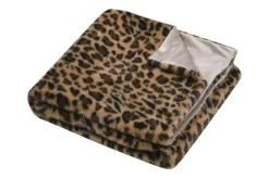 Kuscheldecke Plaid Kunstfell Leopardenmuster Fauves camel braun 130x160 cm