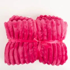 Kuscheldecke Plüsch Breitcord Streifen pink 150x200cm