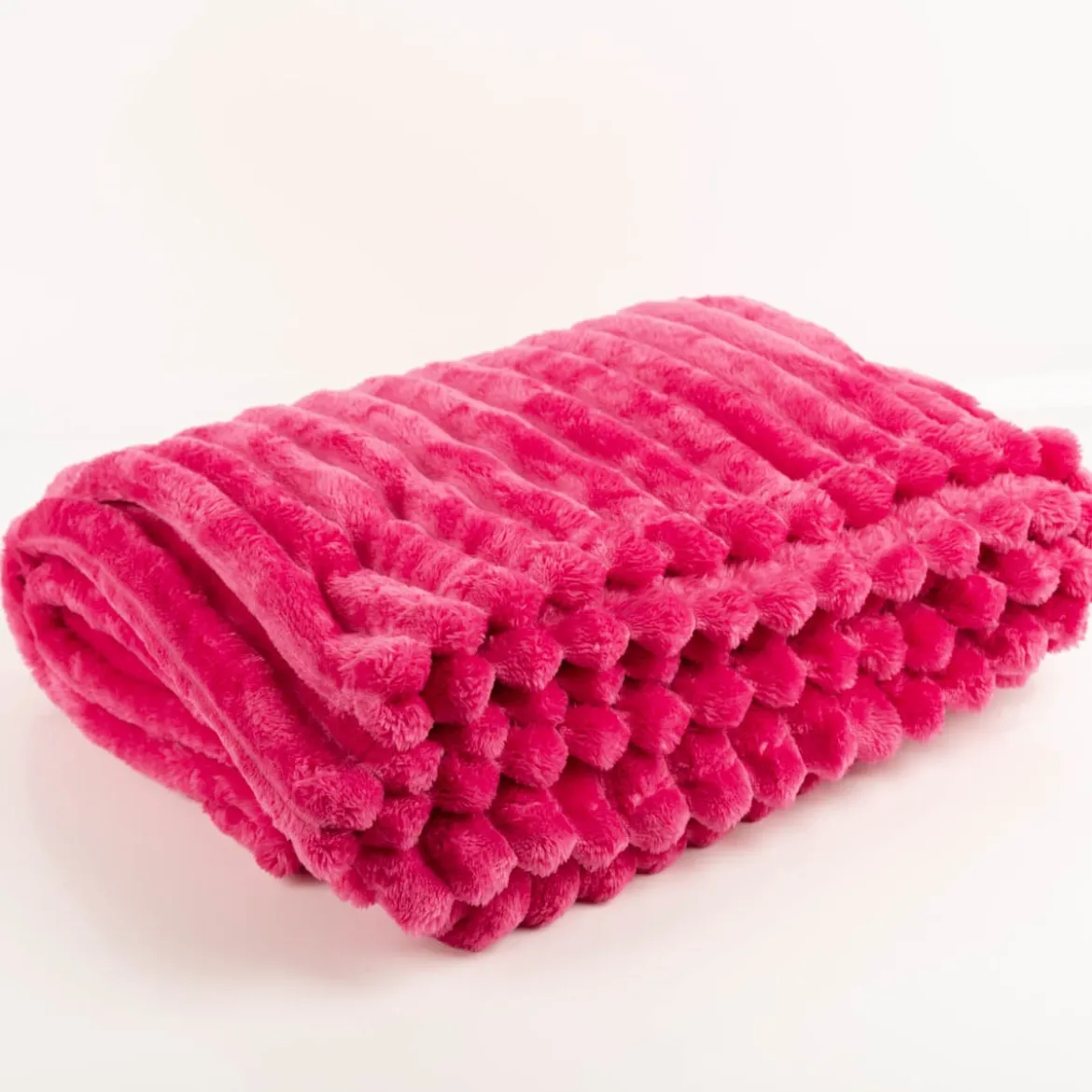 Kuscheldecke Plüsch Breitcord Streifen pink 150x200cm