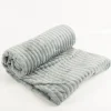Kuscheldecke Plüsch Cord Streifen 15mm Beach Blau 150x200cm