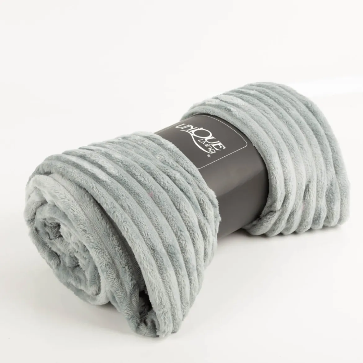 Kuscheldecke Plüsch Cord Streifen 15mm Beach Blau 150x200cm