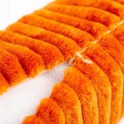 Kuschelkissen aus Plüsch Cordoptik Streifen orange 45x45cm