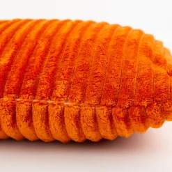 Kuschelkissen aus Plüsch Cordoptik Streifen orange 45x45cm