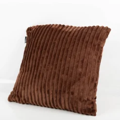 Kuschelkissen aus Plüsch Cordoptik Streifen braun 45x45cm