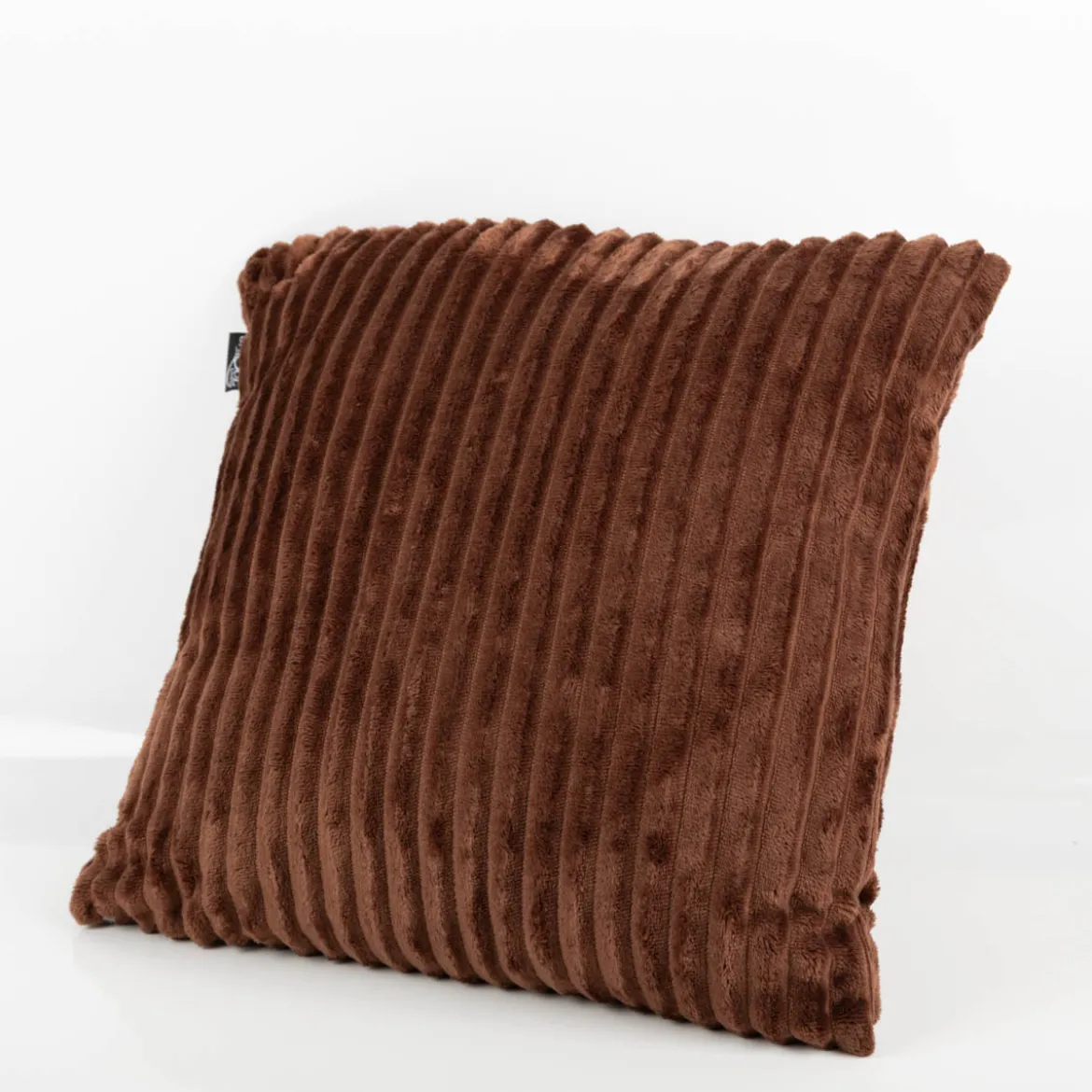 Kuschelkissen aus Plüsch Cordoptik Streifen braun 45x45cm