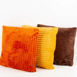 Kuschelkissen aus Plüsch Cordoptik Streifen braun 45x45cm