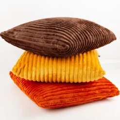 Kuschelkissen aus Plüsch Cordoptik Streifen braun 45x45cm