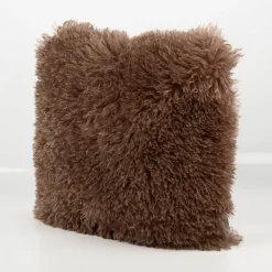 Kuschelkissen Frieda Flokati Schaffell-Optik taupe 45x45cm