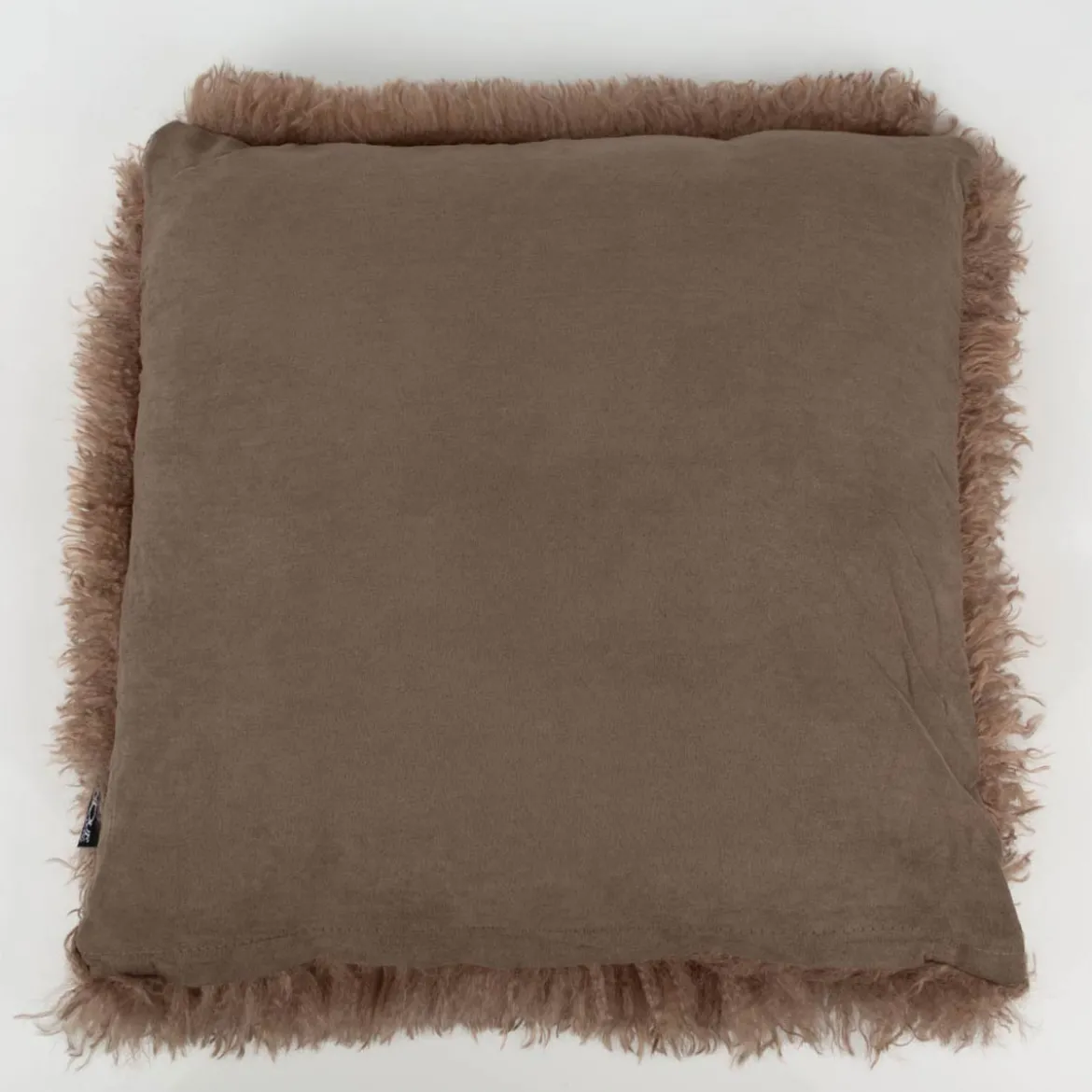 Kuschelkissen Frieda Flokati Schaffell-Optik taupe 45x45cm