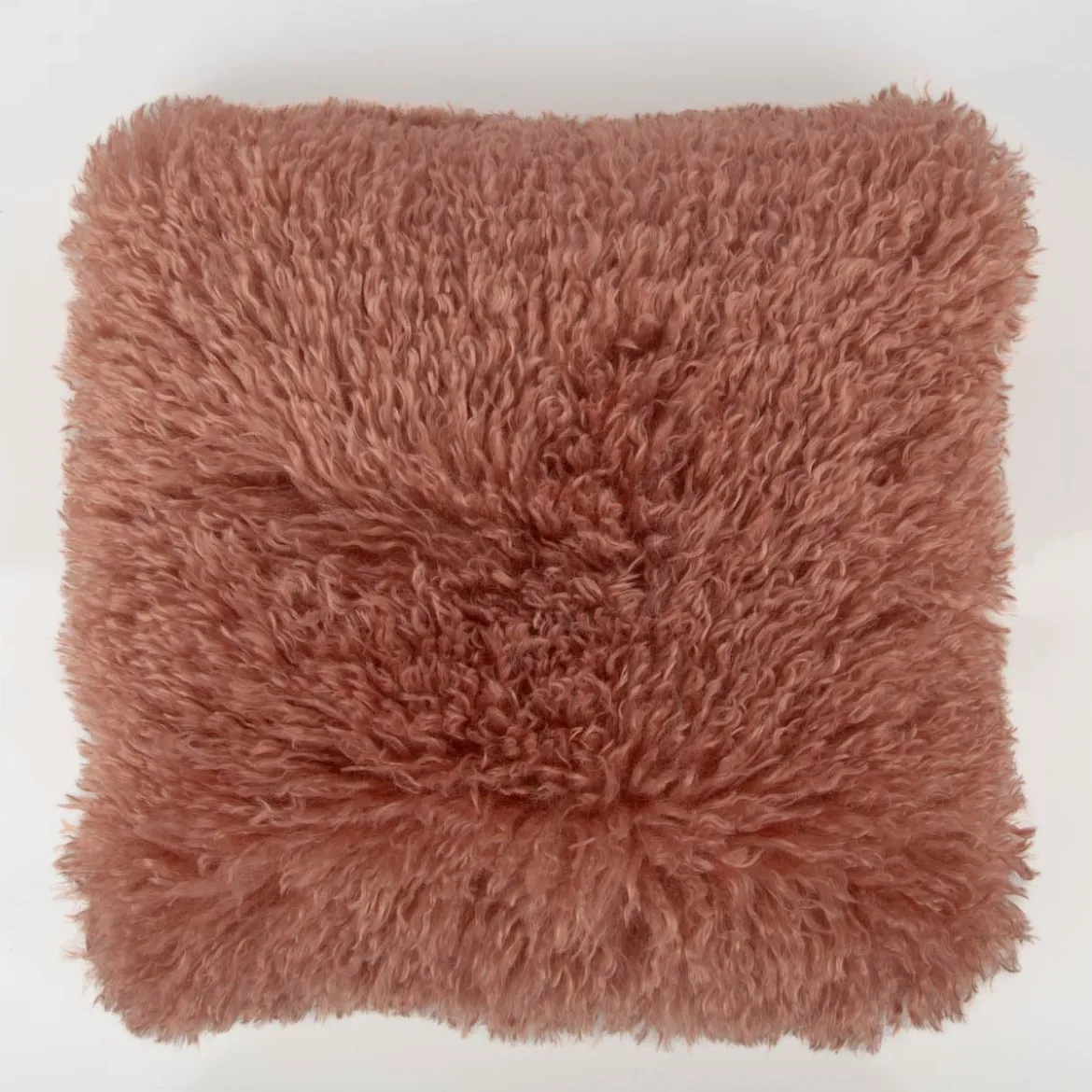 Kuschelkissen Frieda Flokati Schaffell-Optik altrosa 45x45cm