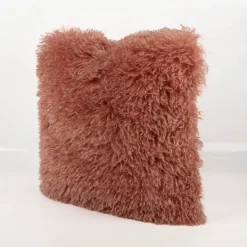 Kuschelkissen Frieda Flokati Schaffell-Optik altrosa 45x45cm