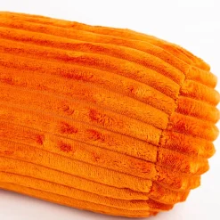 Kuschelkissen Nackenrolle aus Plüsch Cordoptik Streifen orange 20x45cm