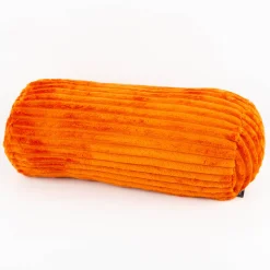 Kuschelkissen Nackenrolle aus Plüsch Cordoptik Streifen orange 20x45cm