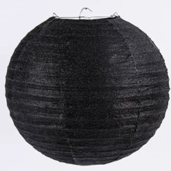 Lampion Glitzer schwarz silberfarbig 25cm